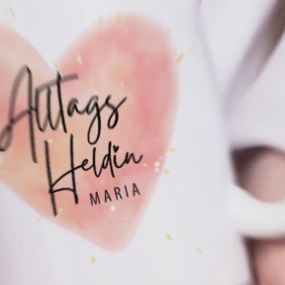 Tasse Alltagsheldin personalisiert mit Herz Dankeschön für Lieblingskollegin Krankenschwester Erzieherin Geschenk