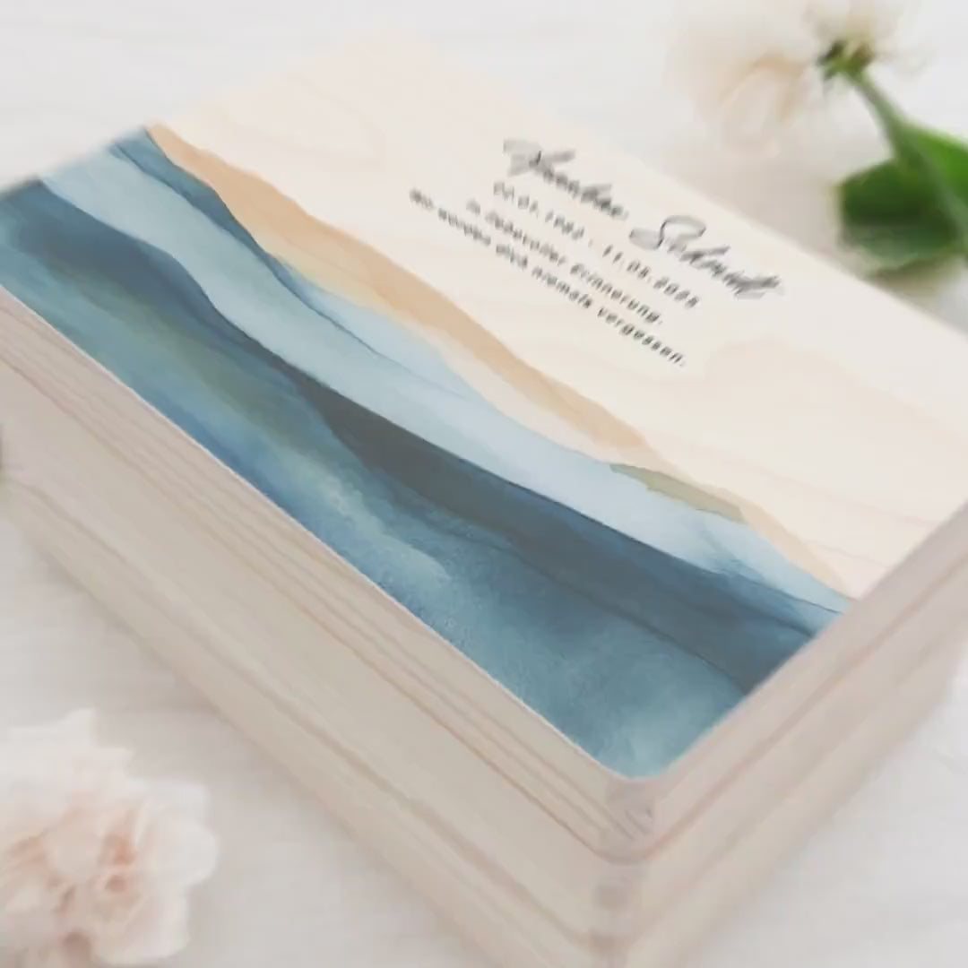Trauergeschenk Trauerbox personalisiertes Andenken Erinnerungsbox Erinnerungskiste Holzkiste Geschenk für Angehörige Holzbox 30x20x13 cm