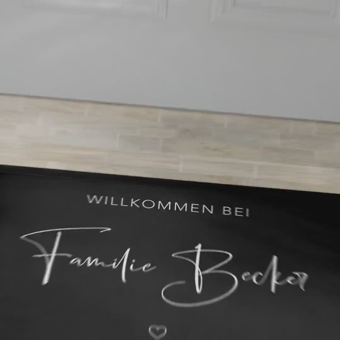 Fußmatte Familie personalisiert Willkommen Wohnung Einweihungsgeschenk Geschenk zum Einzug Richtfest Schmutzfangmatte für Innen 60x40 cm
