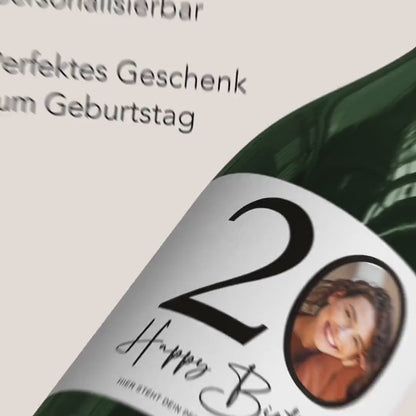 20. Geburtstag Sektetiketten personalisiert Foto Sekt Flaschenetiketten Geburtstagsgeschenk Geschenk Sektflasche Etiketten 2 Stk. | 10x12 cm