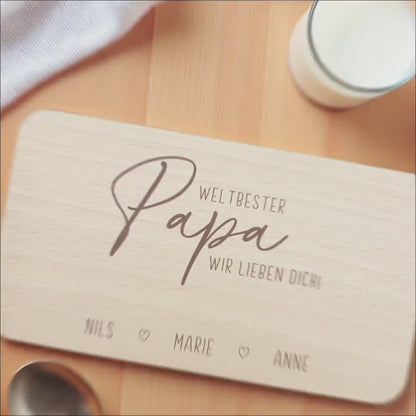 Frühstücksbrettchen Holz Papa Frühstücksbrett personalisiert Brettchen Vatertagsgeschenk Vatertag Geschenk Großvater Holzbrett mit Gravur