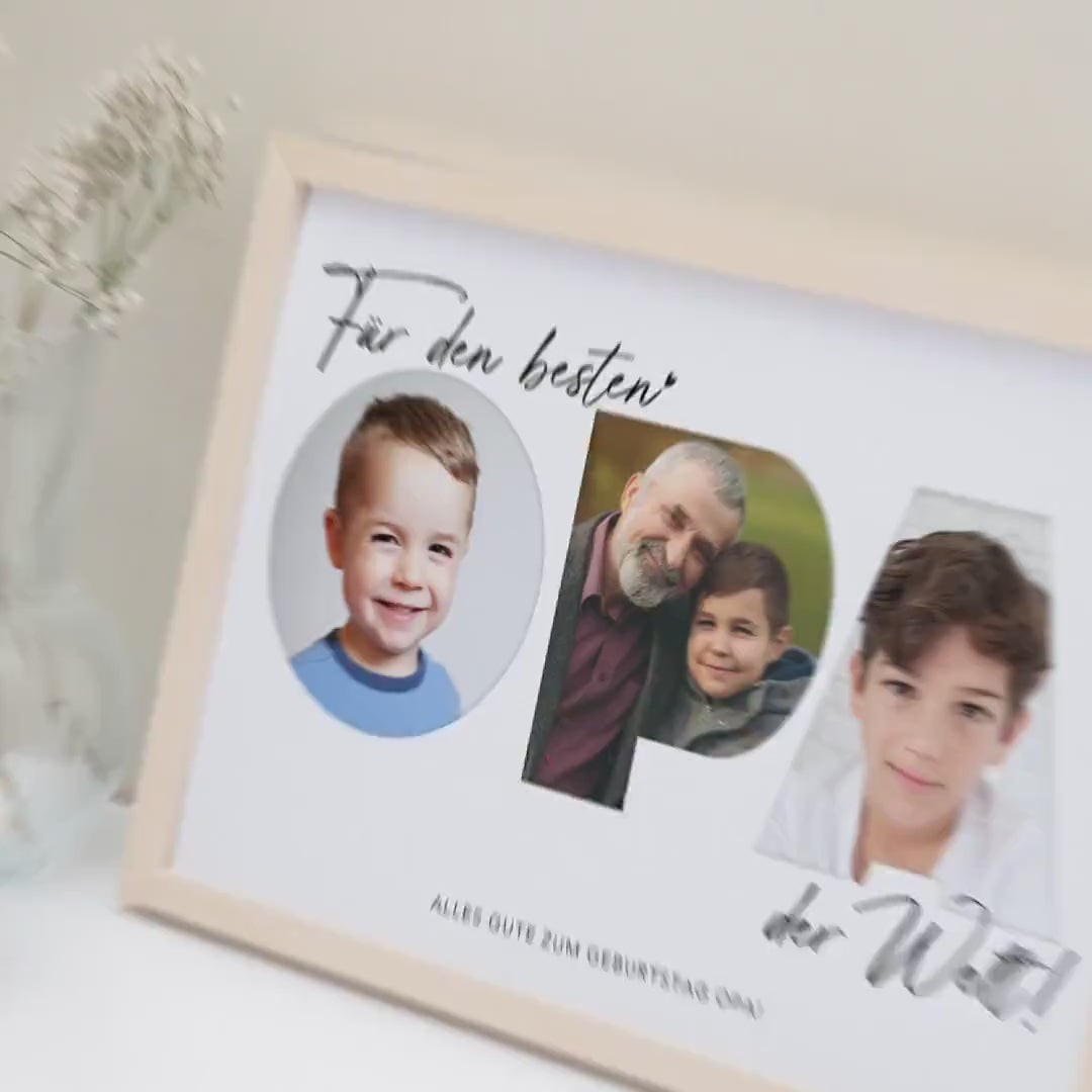 Opa Geschenk Geburtstag Vatertagsgeschenk personalisiert Fotocollage Geburtstagsgeschenk Großvater Fotogeschenk Vatertag (mit & ohne Rahmen)