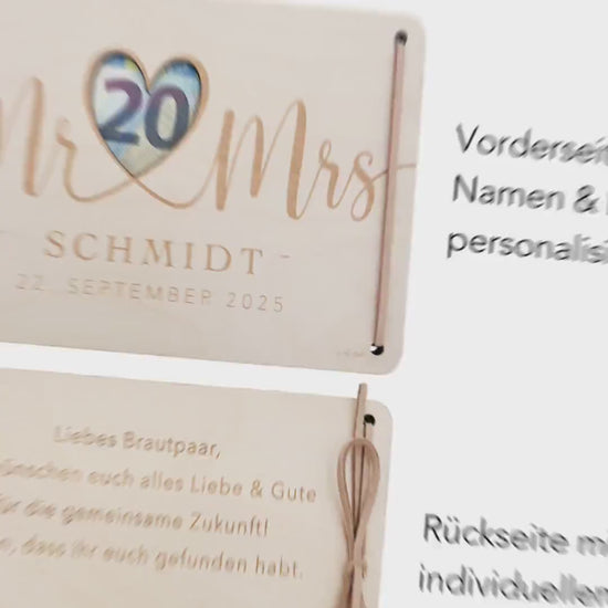 Hochzeitsgeschenk Geld Geldgeschenke Verpackung Hochzeit personalisiertes Hochzeitsgeschenk Brautpaar Geschenk Karte aus Holz 12x17 cm