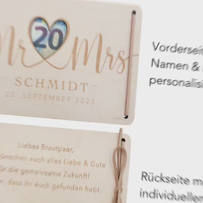 Hochzeitsgeschenk Geld Geldgeschenke Verpackung Hochzeit personalisiertes Hochzeitsgeschenk Brautpaar Geschenk Karte aus Holz 12x17 cm