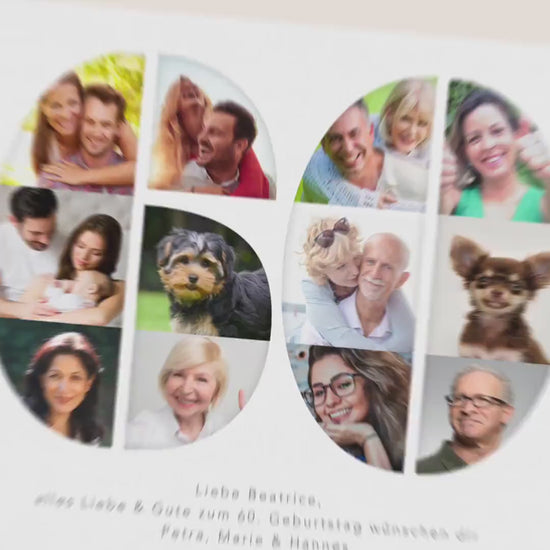 60. Geburtstag Frau Mann Geschenk Fotocollage 60 Leinwand personalisiert mit Fotos Fotogeschenk Geburtstagsgeschenk 30x40 cm