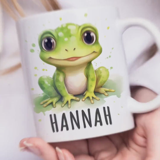 Frosch Tasse Keramik personalisiert mit Namen Frösche Namenstasse Kind Geschenk