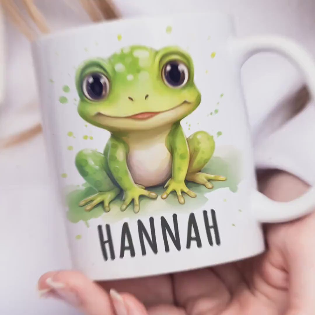 Frosch Tasse Keramik personalisiert mit Namen Frösche Namenstasse Kind Geschenk