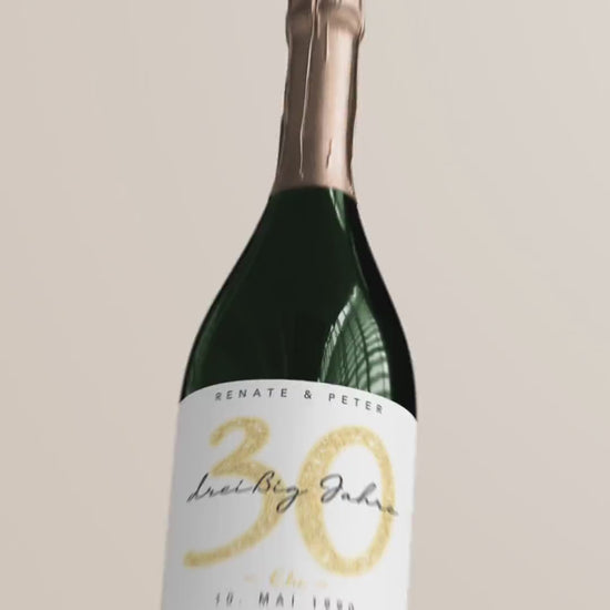 Geschenk Perlenhochzeit personalisierte Flaschenetiketten Hochzeitstag Hochzeit Jubiläum 30 Jahre Etiketten Sektflasche 2 Stk. | 9x13 cm