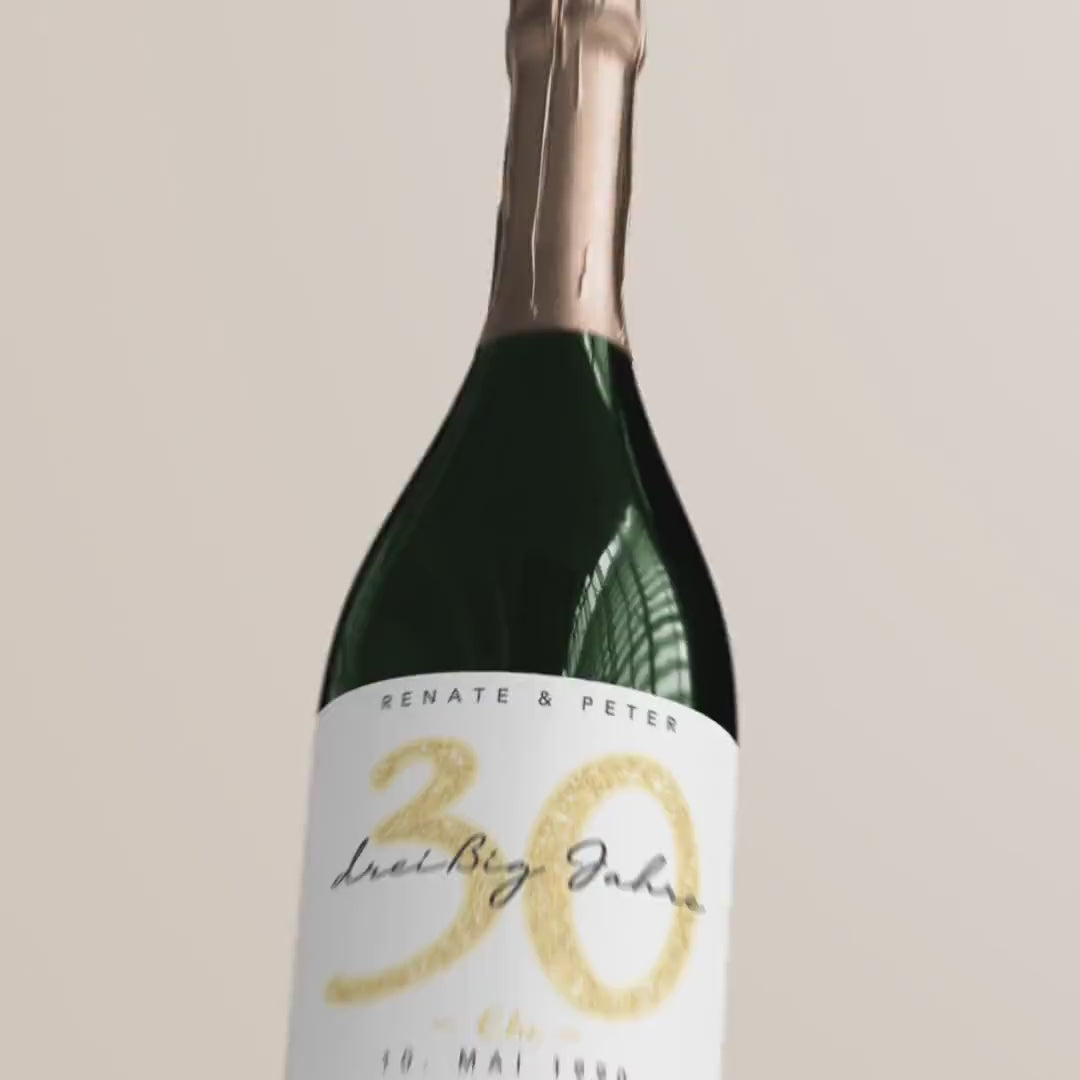 Geschenk Perlenhochzeit personalisierte Flaschenetiketten Hochzeitstag Hochzeit Jubiläum 30 Jahre Etiketten Sektflasche 2 Stk. | 9x13 cm