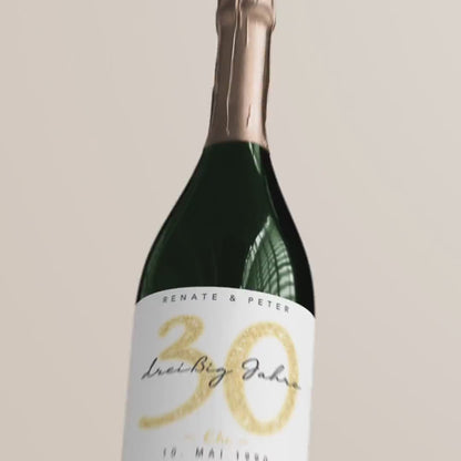 Geschenk Perlenhochzeit personalisierte Flaschenetiketten Hochzeitstag Hochzeit Jubiläum 30 Jahre Etiketten Sektflasche 2 Stk. | 9x13 cm