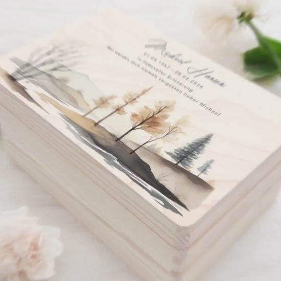 Trauerbox Trauergeschenk personalisiertes Andenken Erinnerungsbox Erinnerungskiste Holzkiste Geschenk für Angehörige Holzbox 30x20x13 cm