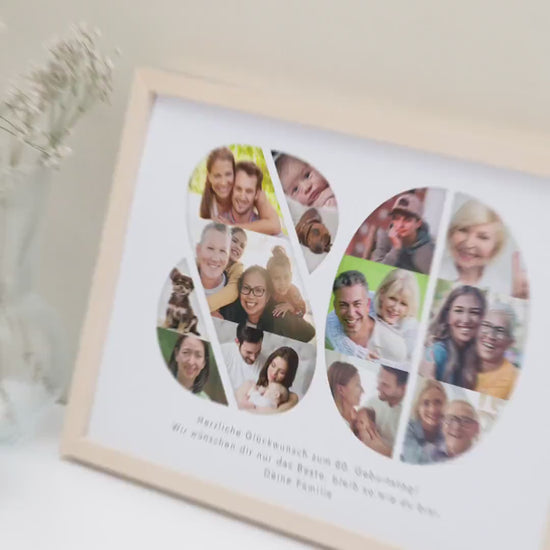 80. Geburtstag Frau Mann Geschenk Fotocollage 80 personalisiert mit Fotos Fotogeschenk Geburtstagsgeschenk