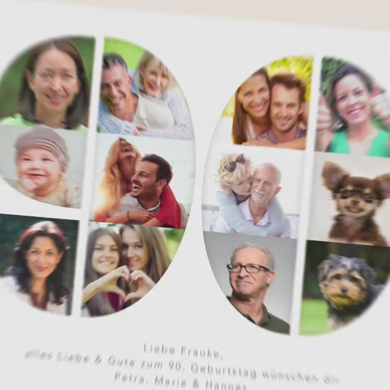 90. Geburtstag Frau Mann Geschenk Fotocollage 90 Leinwand personalisiert mit Fotos Fotogeschenk Geburtstagsgeschenk 30x40 cm