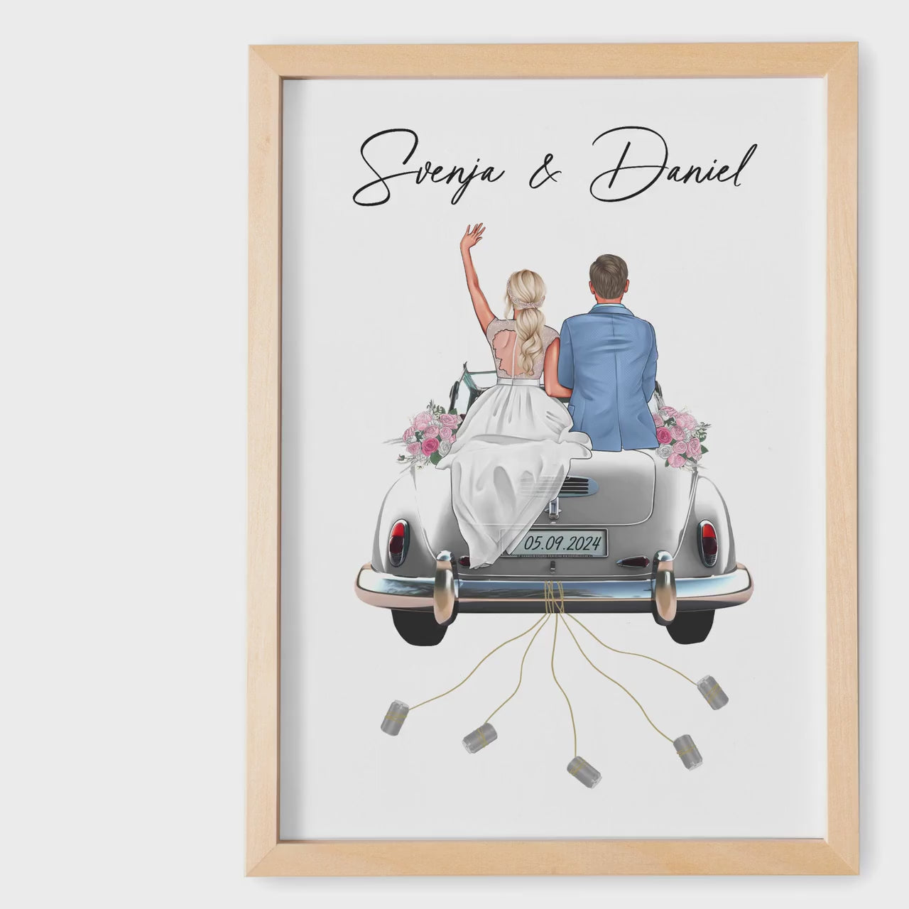 Hochzeitsgeschenk Geld Geldgeschenk Zur Hochzeit personalisiertes Bild für Brautpaar Geschenk (mit oder ohne Rahmen)