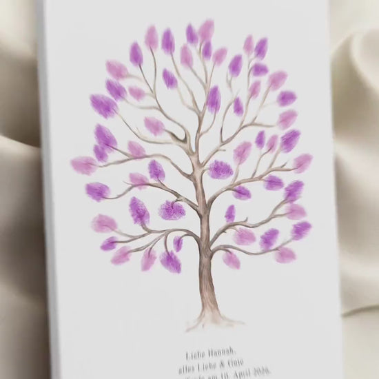 Taufgeschenk Gästebuch Taufe Gästebild personalisierte Leinwand für Fingerabdrücke Baum Geschenk Erinnerung 30x40 cm (OHNE Farbe)