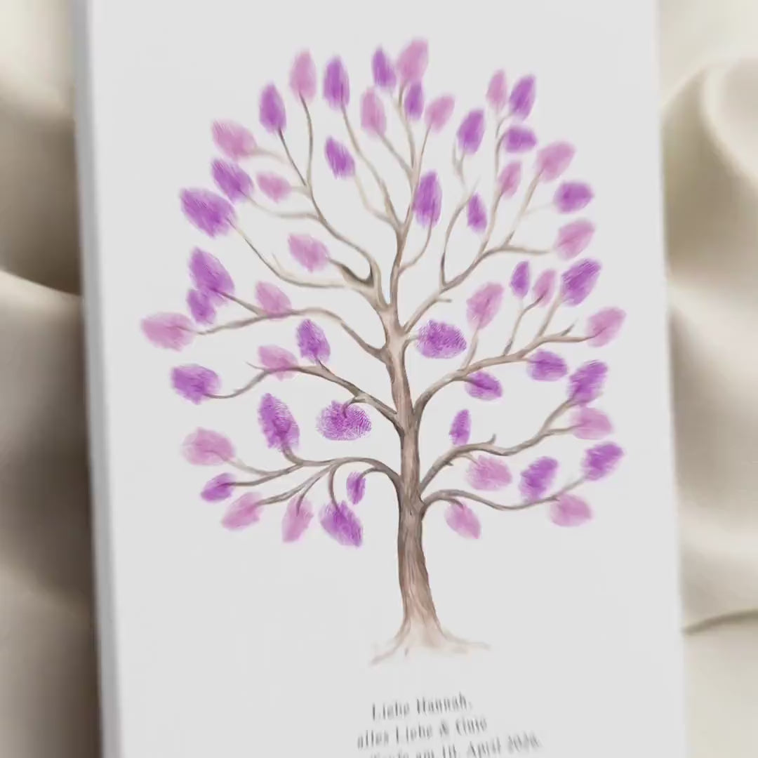 Taufgeschenk Gästebuch Taufe Gästebild personalisierte Leinwand für Fingerabdrücke Baum Geschenk Erinnerung 30x40 cm (OHNE Farbe)