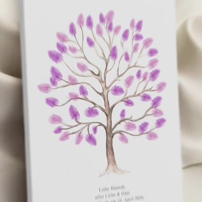 Taufgeschenk Gästebuch Taufe Gästebild personalisierte Leinwand für Fingerabdrücke Baum Geschenk Erinnerung 30x40 cm (OHNE Farbe)