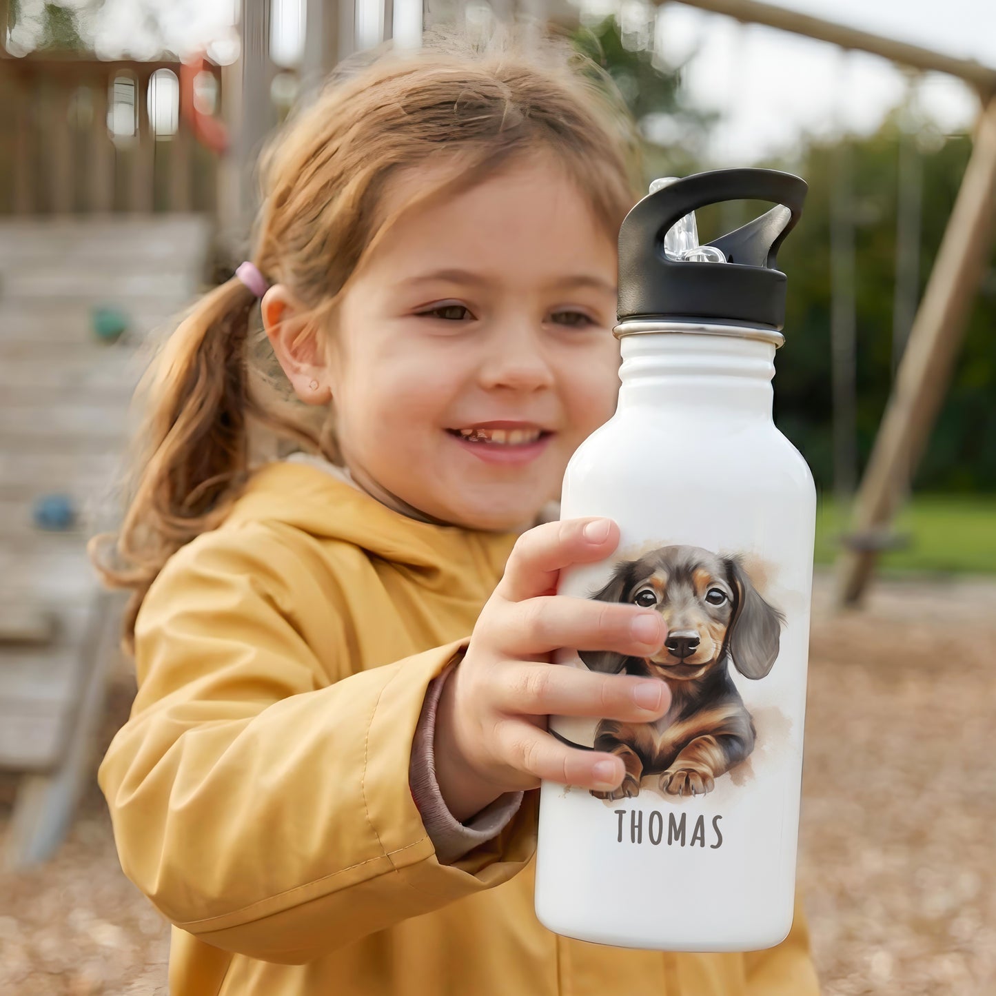 Trinkflasche Kinder Namen Dackel Edelstahl