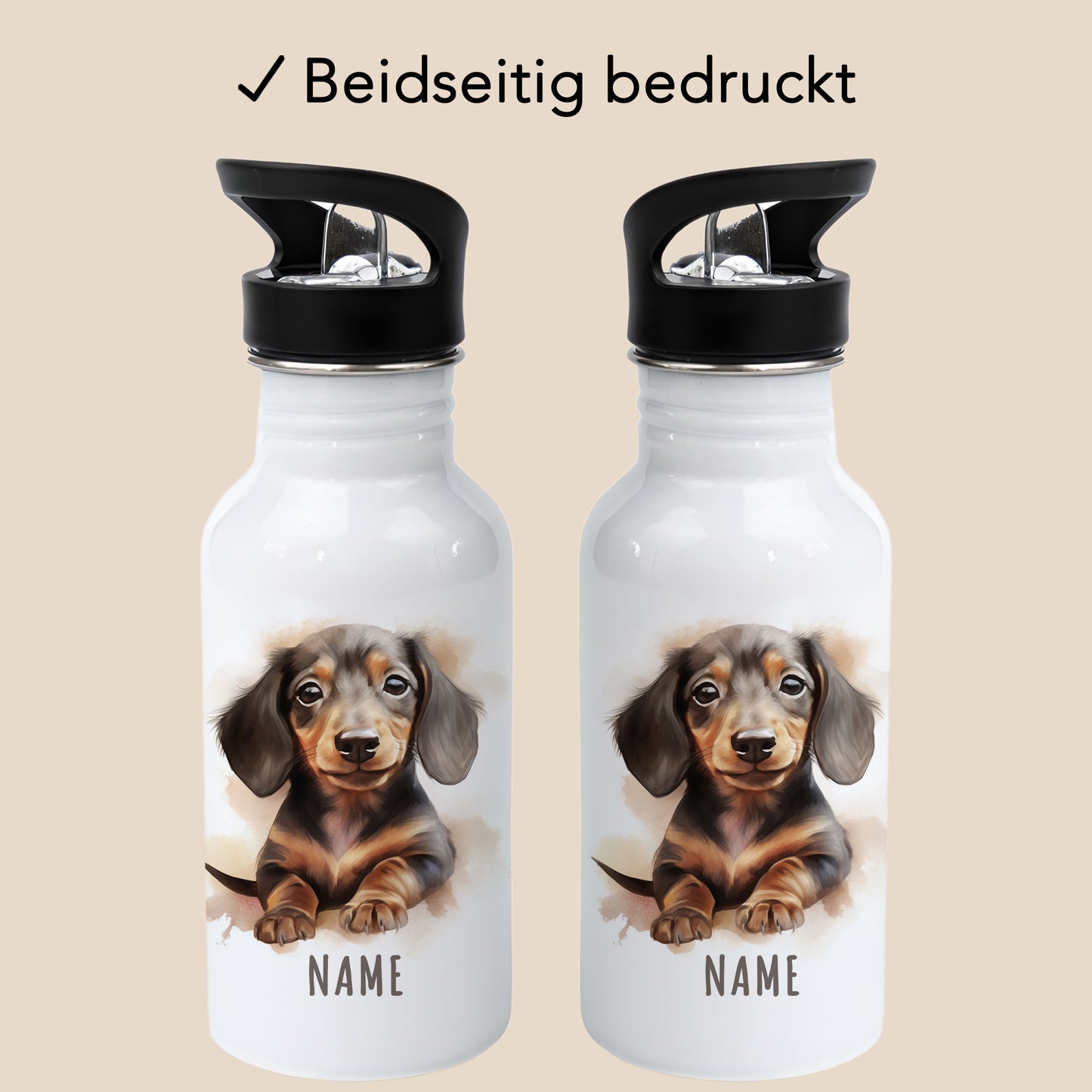Trinkflasche Kinder Namen Dackel Edelstahl