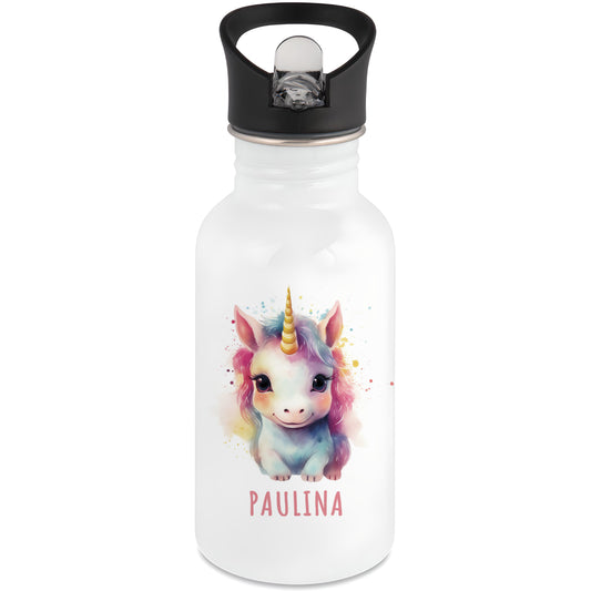 Trinkflasche Kinder Namen Einhorn Edelstahl