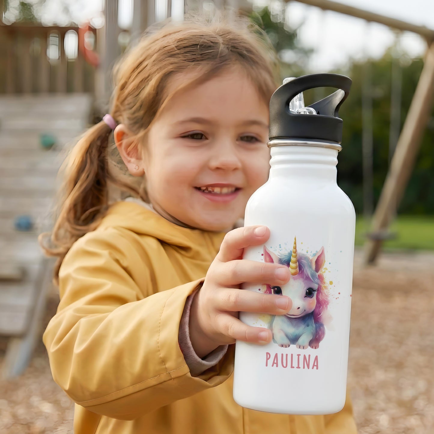 Trinkflasche Kinder Namen Einhorn Edelstahl
