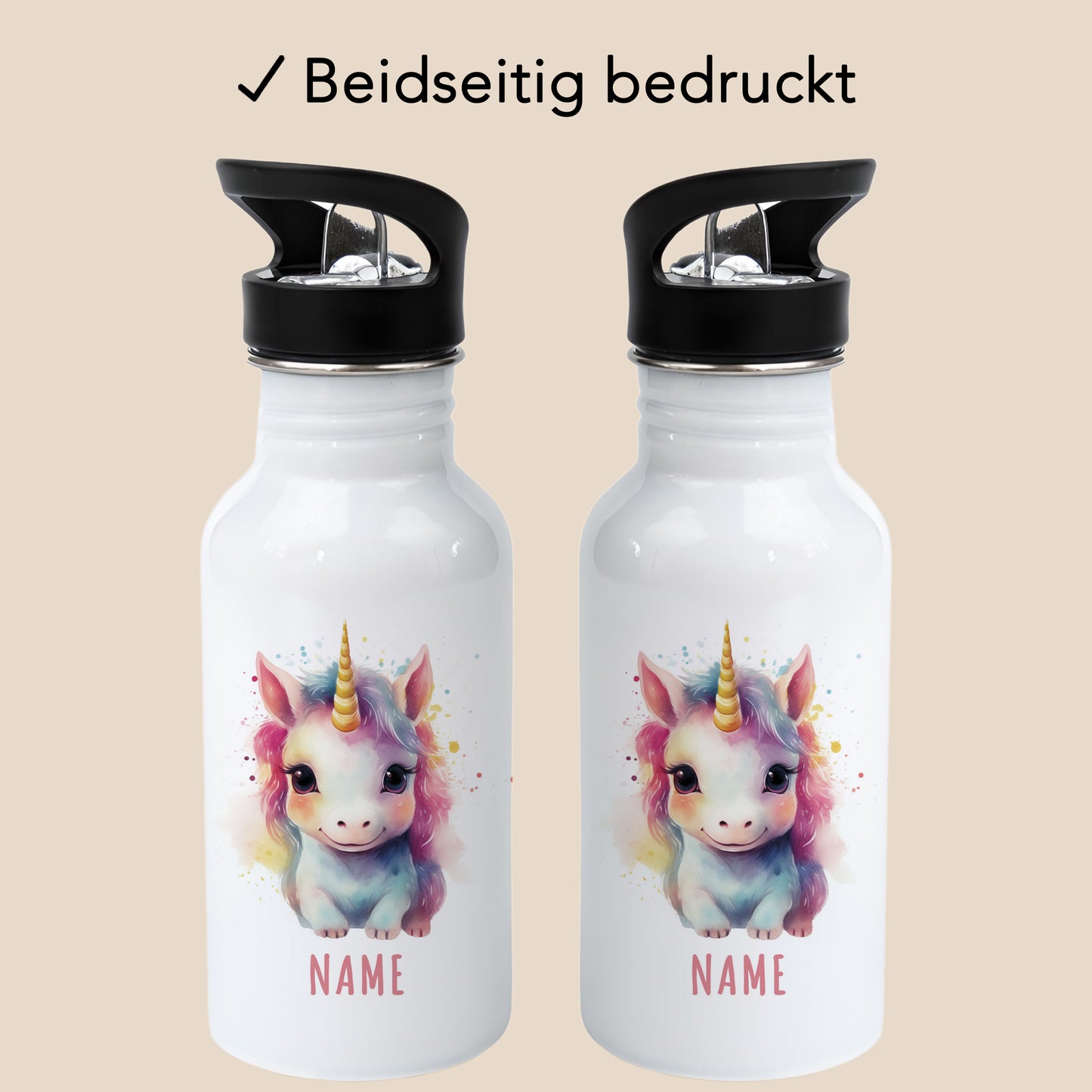 Trinkflasche Kinder Namen Einhorn Edelstahl