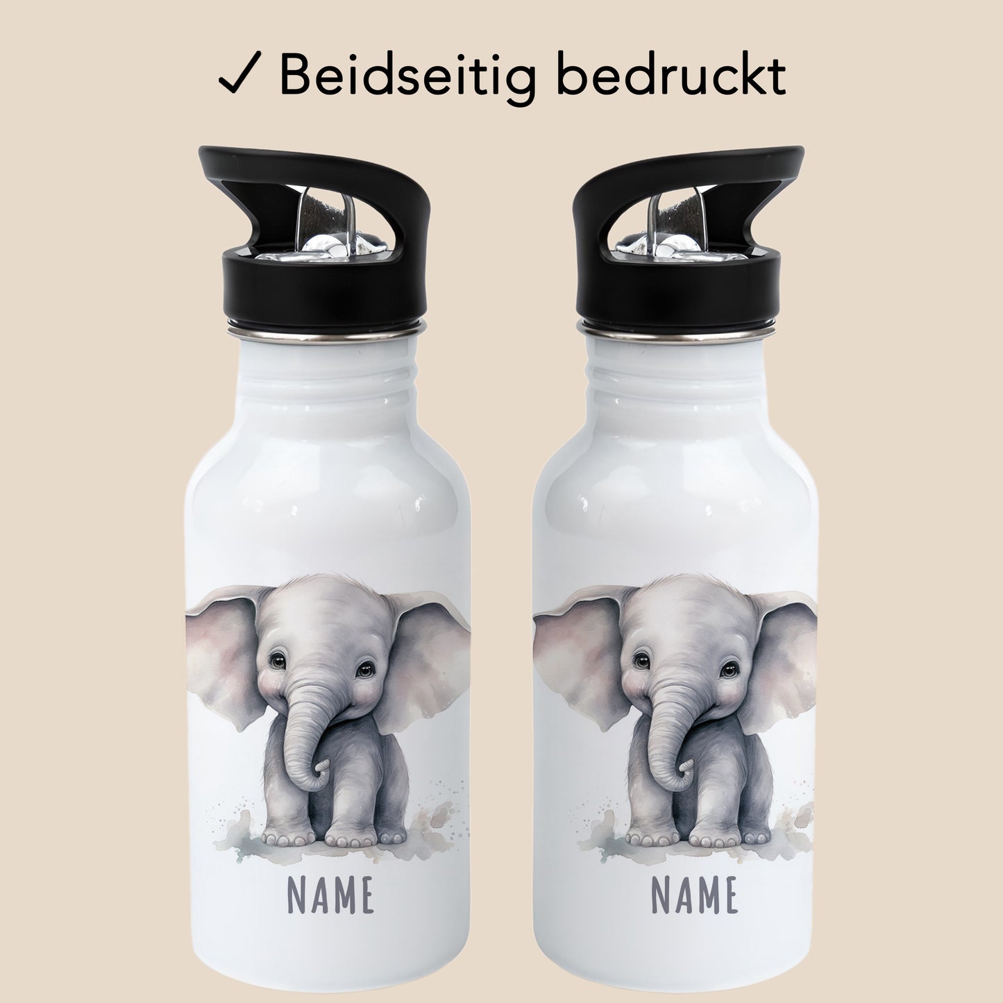 Trinkflasche Kinder Namen Elefant Edelstahl