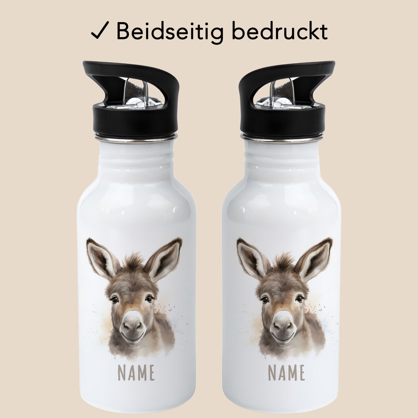 Trinkflasche Kinder Namen Esel Edelstahl
