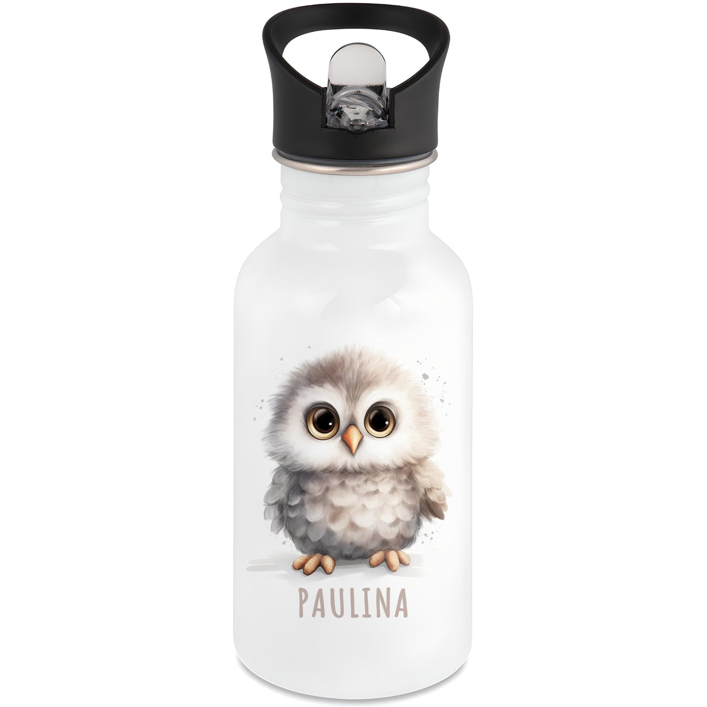 Trinkflasche Kinder Namen Eule Edelstahl