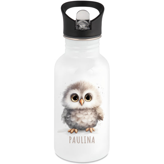 Trinkflasche Kinder Namen Eule Edelstahl