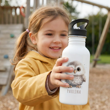Trinkflasche Kinder Namen Eule Edelstahl