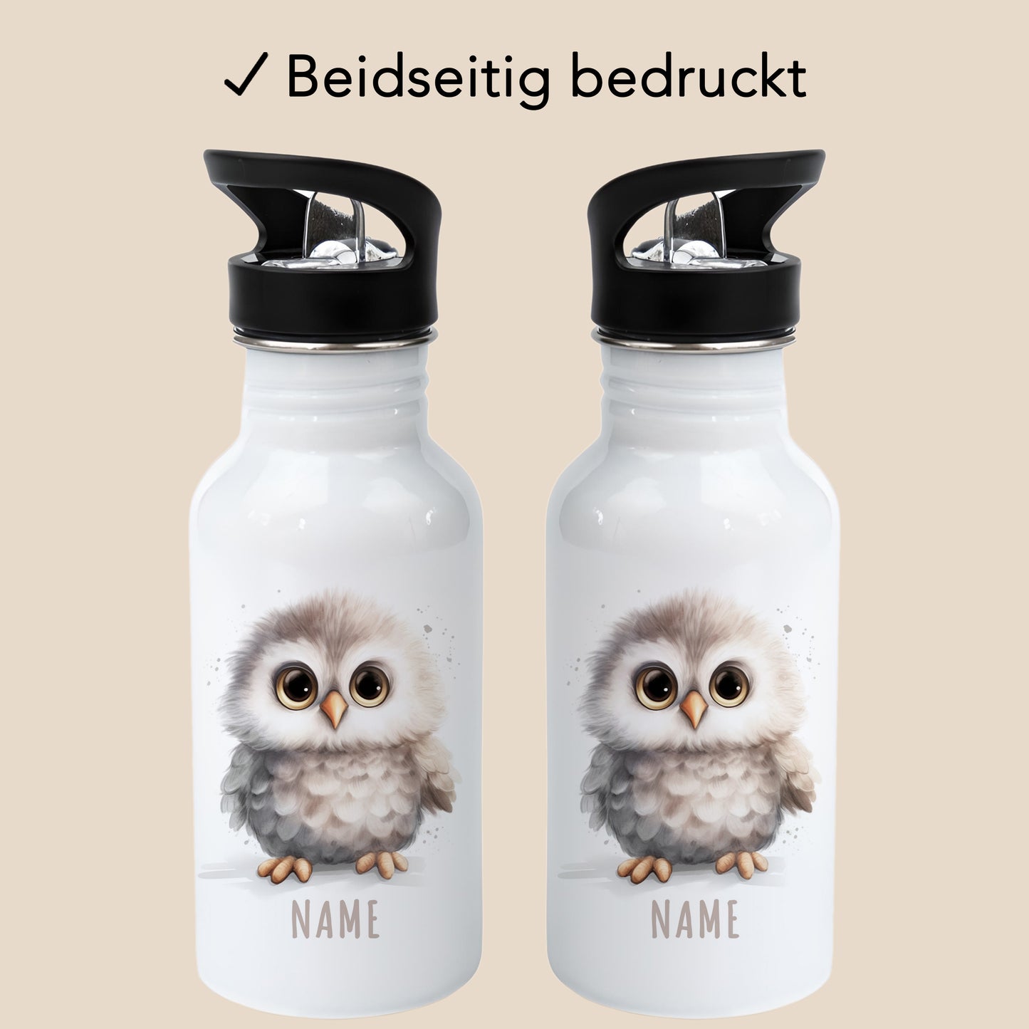Trinkflasche Kinder Namen Eule Edelstahl