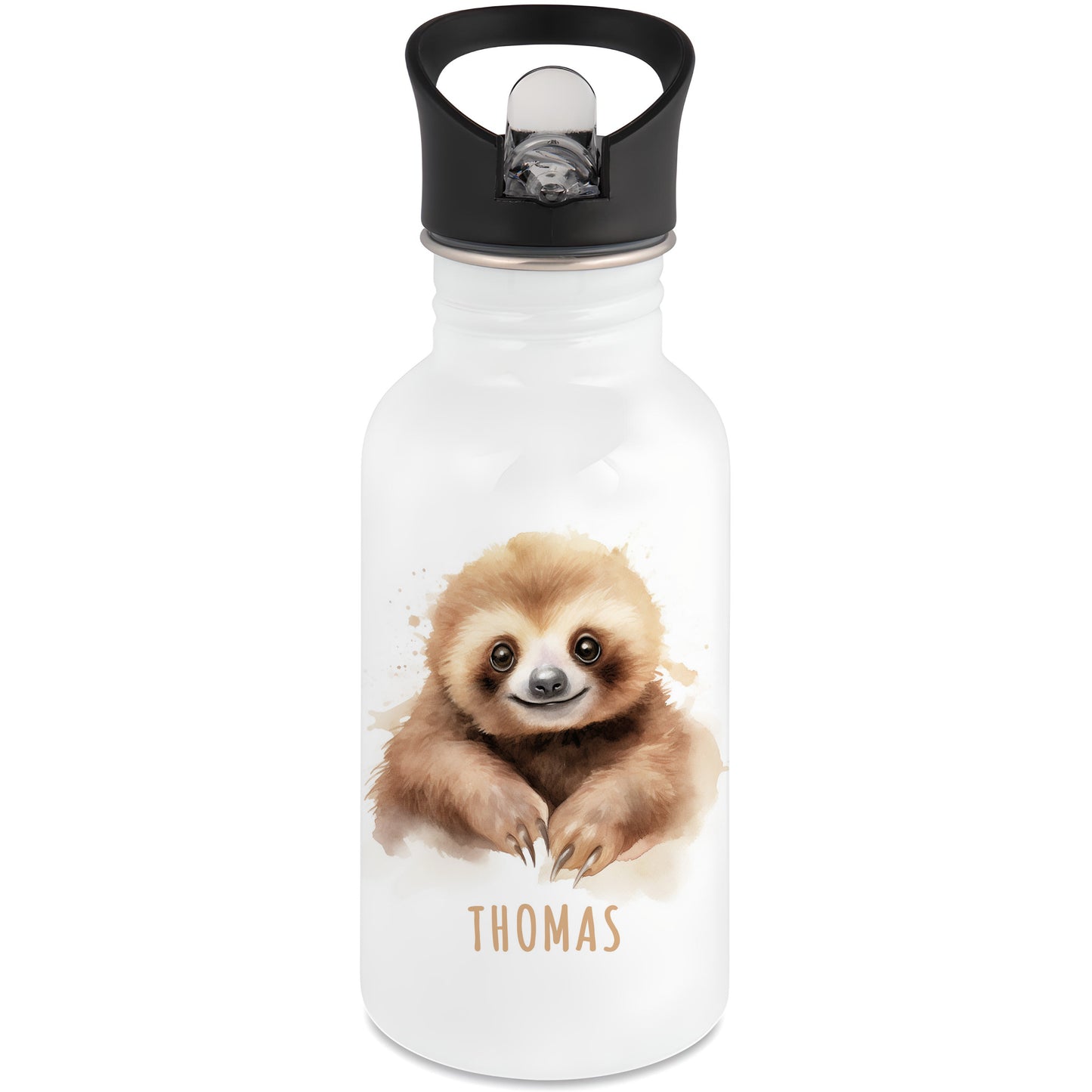 Trinkflasche Kinder Namen Faultier Edelstahl