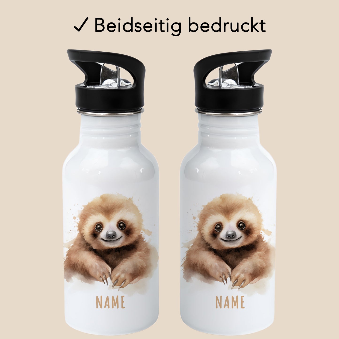 Trinkflasche Kinder Namen Faultier Edelstahl