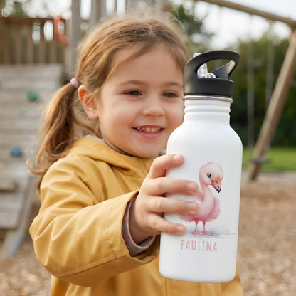 Trinkflasche Kinder Namen Flamingo Edelstahl