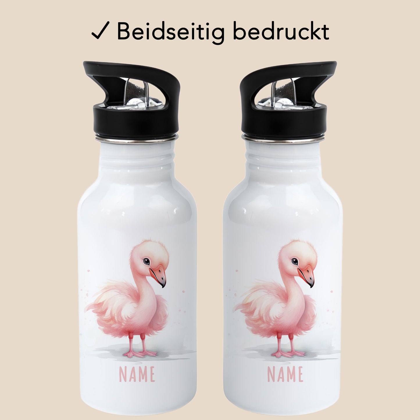 Trinkflasche Kinder Namen Flamingo Edelstahl