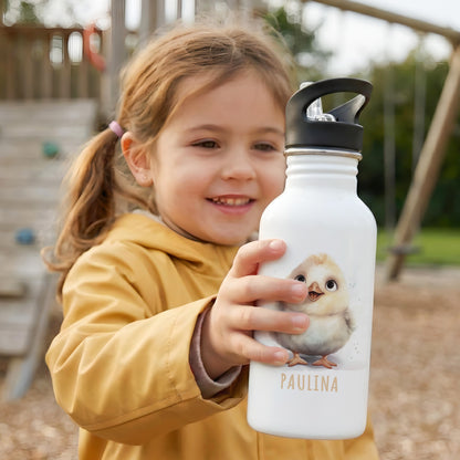 Trinkflasche Kinder Namen Huhn Edelstahl