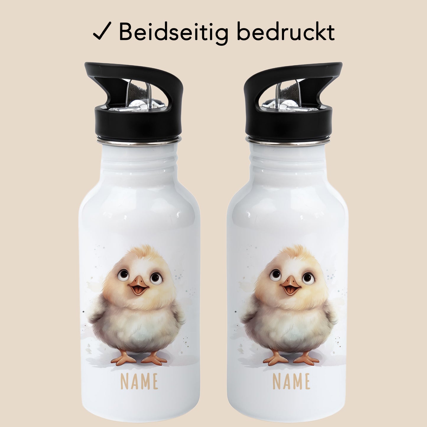 Trinkflasche Kinder Namen Huhn Edelstahl