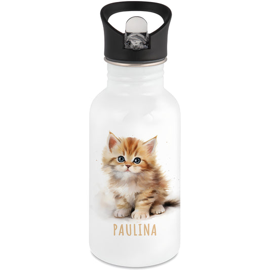 Trinkflasche Kinder Namen Katze Edelstahl