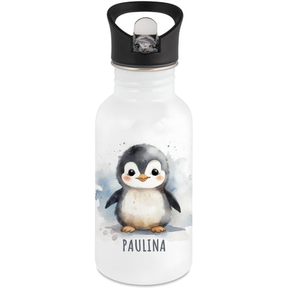 Trinkflasche Kinder Namen Pinguin Edelstahl