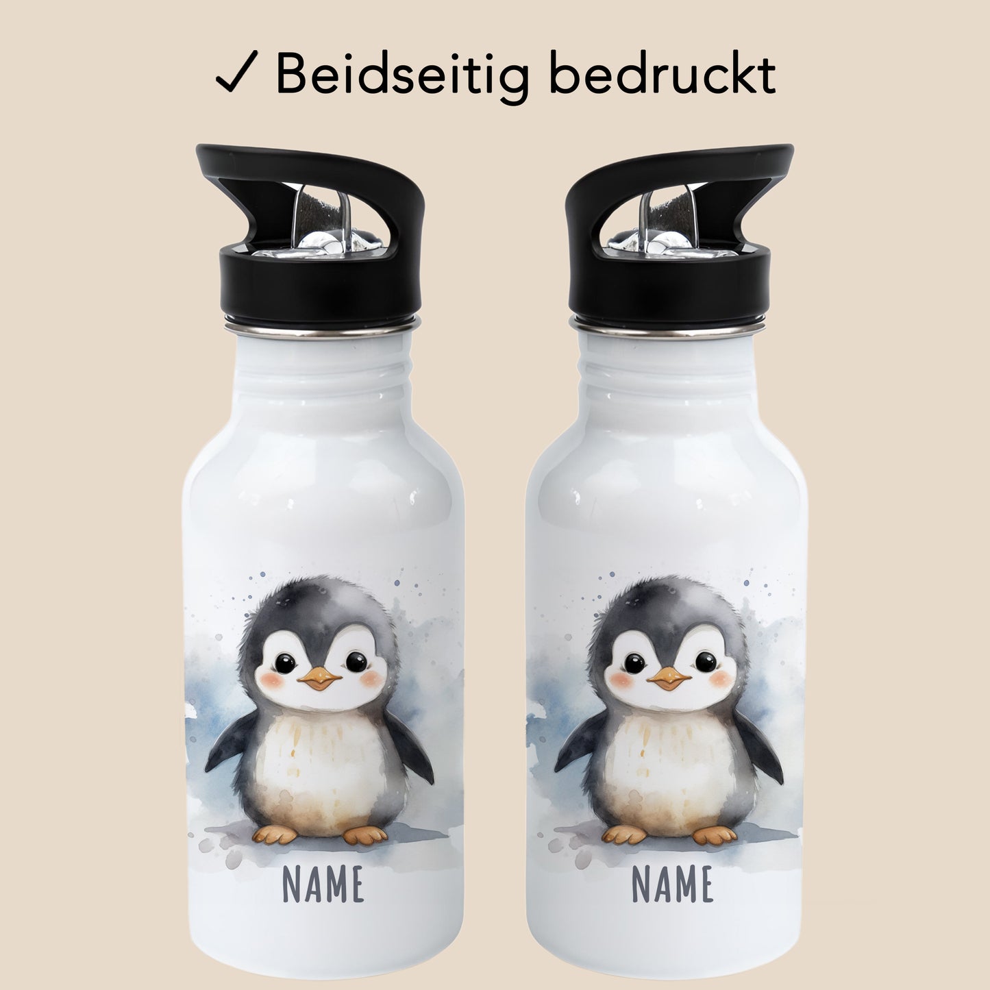 Trinkflasche Kinder Namen Pinguin Edelstahl
