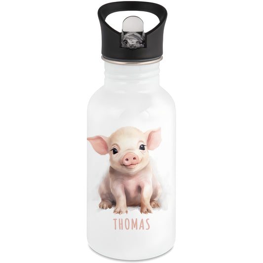 Trinkflasche Kinder Namen Schwein Edelstahl
