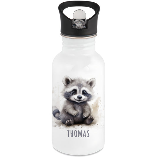 Trinkflasche Kinder Namen Waschbär Edelstahl