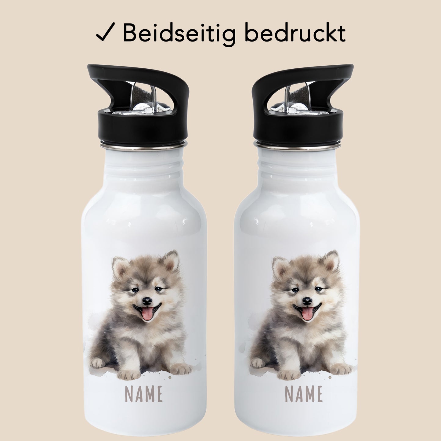 Trinkflasche Kinder Namen Wolf Edelstahl
