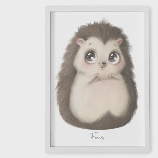 Baby Fußabdruck Bild Igel Fußabdrücke Personalisiert Babygeschenk zur Geburt Geschenk Kleinkind Kinderzimmerdeko (Ohne Farbe)