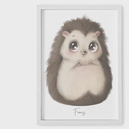 Baby Fußabdruck Bild Igel Fußabdrücke Personalisiert Babygeschenk zur Geburt Geschenk Kleinkind Kinderzimmerdeko (Ohne Farbe)