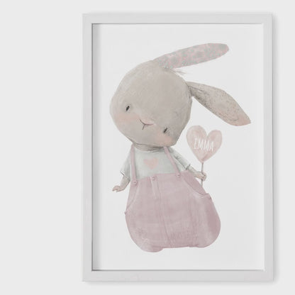 Baby Fußabdruck Bild Hase Altrosa Fußabdrücke Personalisiert Babygeschenk zur Geburt Geschenk Kleinkind Kinderzimmerdeko