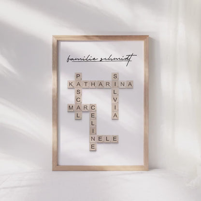 Scrabble Buchstaben Familienposter Personalisiertes Kreuzworträtsel Bild Für Die Familie