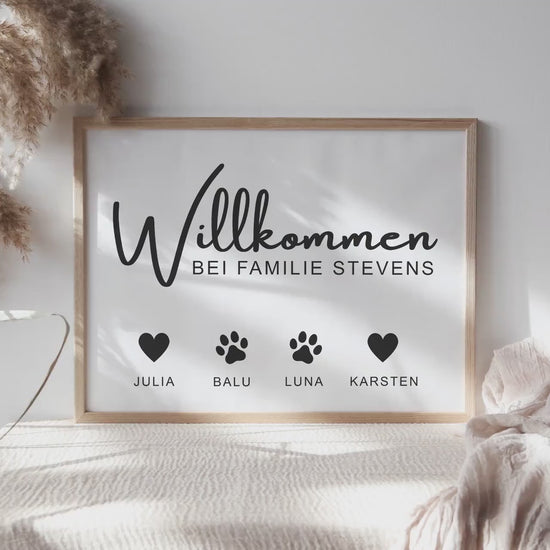 Hund & Katze Familienposter Personalisiertes Bild Für Die Familie Mit Haustier