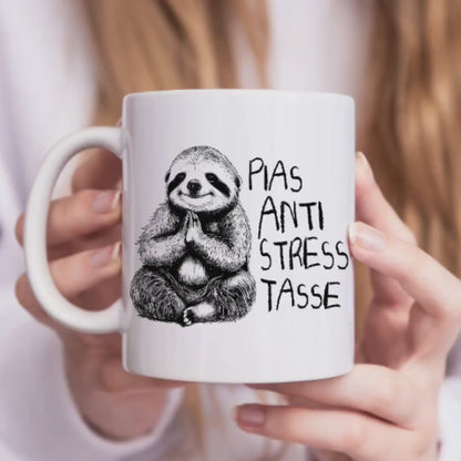 Anti Stress Tasse personalisiert mit Namen und Faultier Lustige Tasse Geschenk Kaffeetasse Arbeit Büro